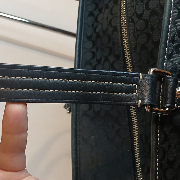 AUTHENTIC Coach SIGNATURE SMALL C HERITAGE STRIPE BLK WITH BLUE HUGE! Tote Bag - Picture 10 of 16